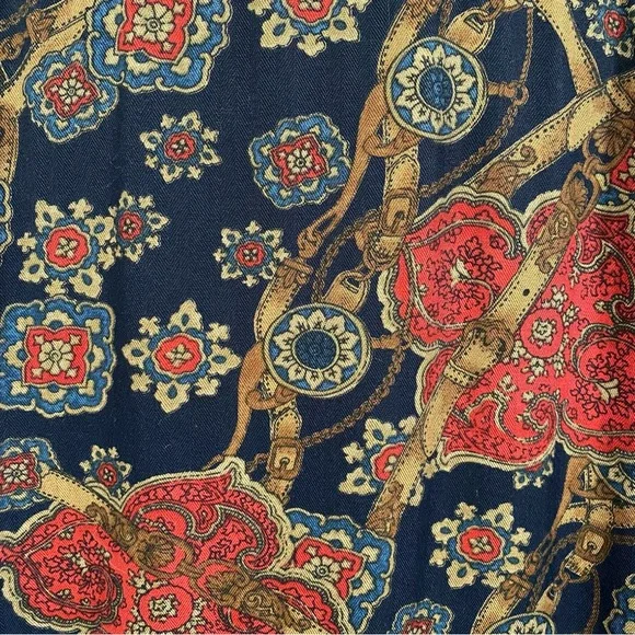 ❌SOLD❌Vintage 90s Pendleton Rayon ButtonDown Shirt Belt Buckle Straps Navy 6 - Picture 7 of 13